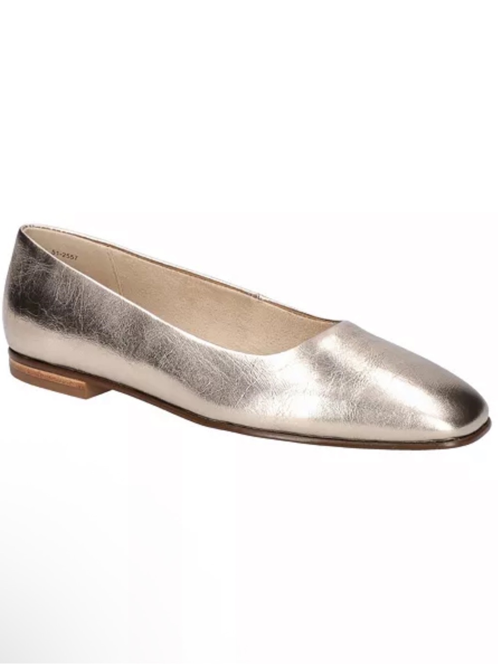Bella Vita Kimiko Square Toe Champagne Leather Ballet Flat Size 6